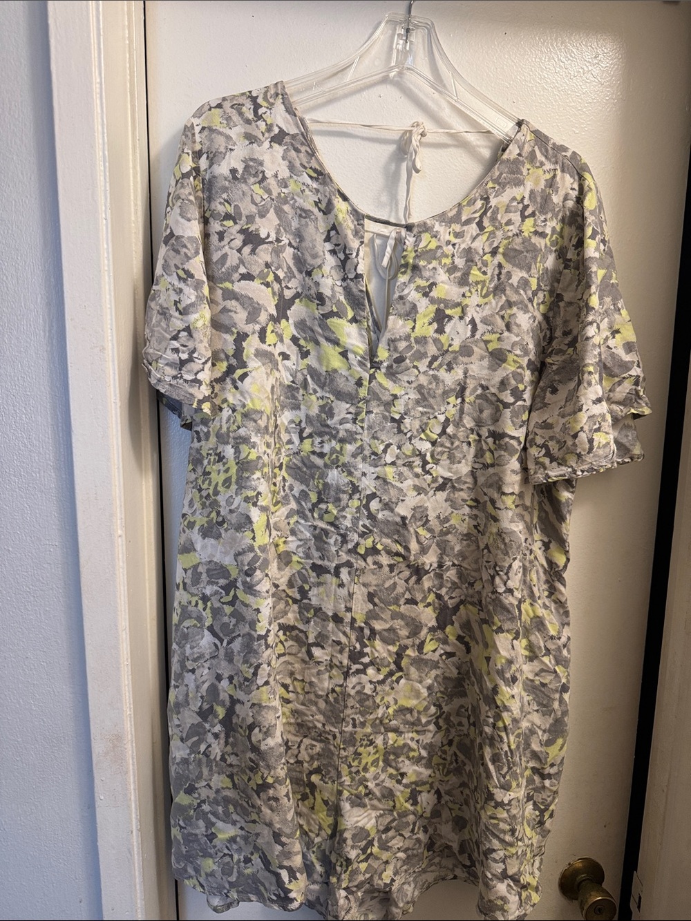 Splendid Grey Floral Print Romper with Yellow Accents